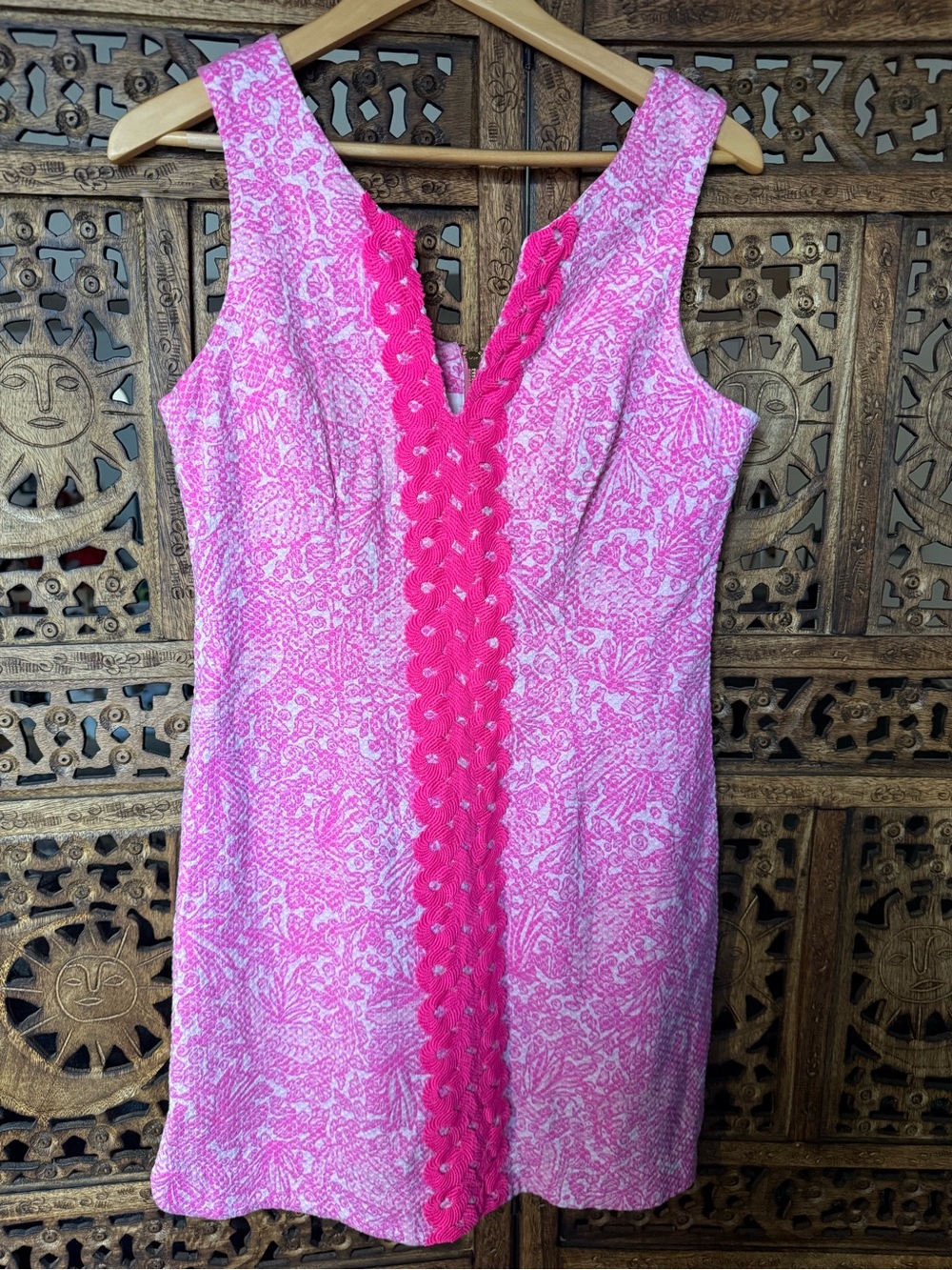 Lilly Pulitzer for Target Pink White Shift Dress Soutache Trim Size 10